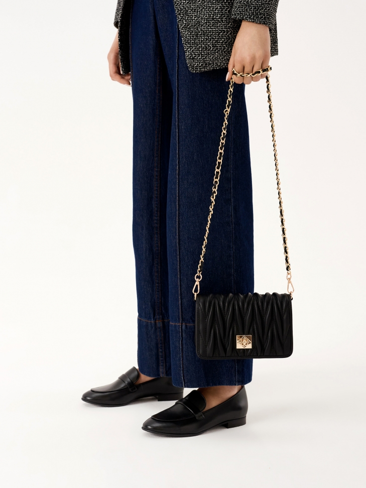 Czarne loafersy damskie z gładkiej skóry