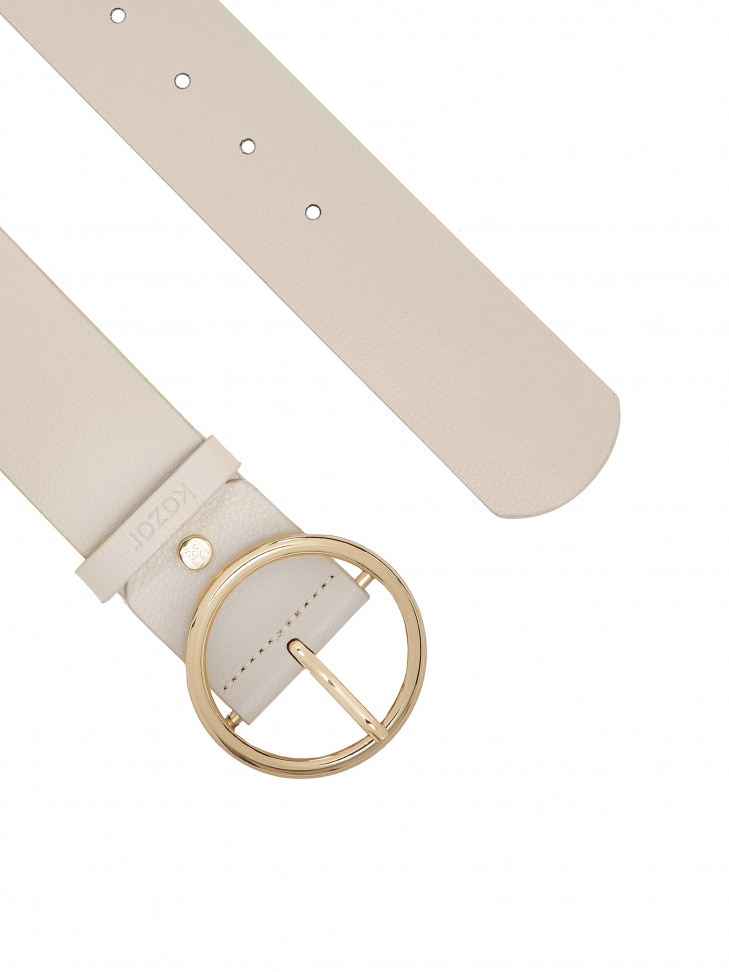 Szeroki szary pasek z gładkiej skóry