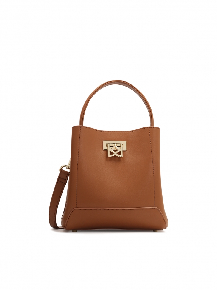 Brązowa minimalistyczna torebka ze skóry