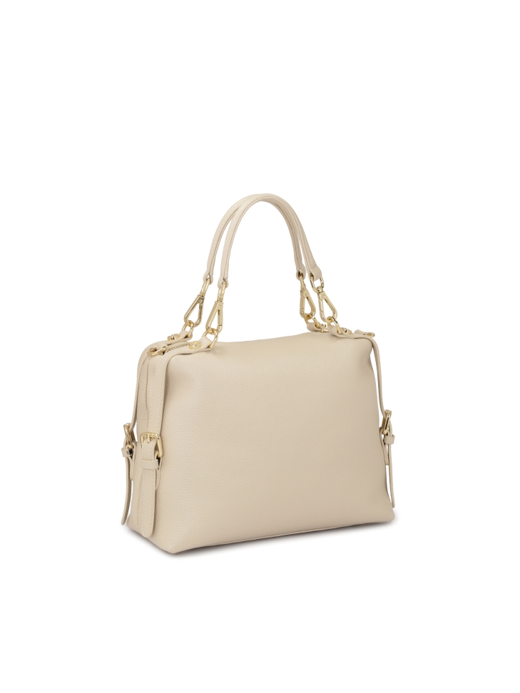 Skórzana jasna torebka z odpinanymi rączkami