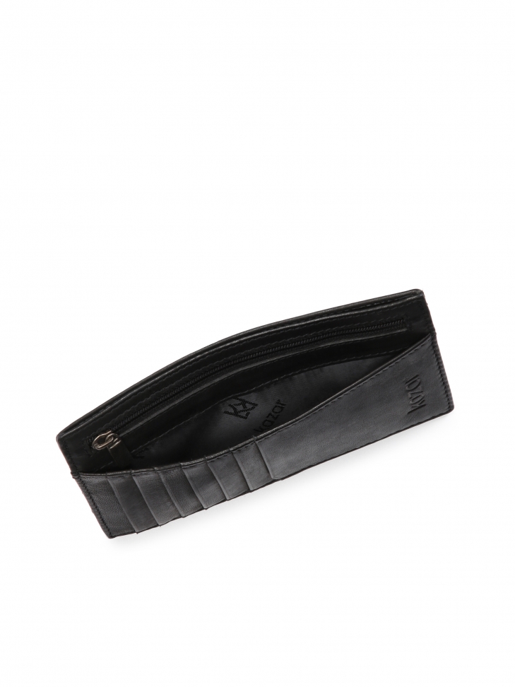 Czarny skórzany portfel na karty