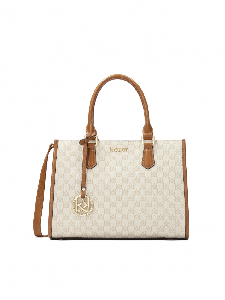 Torebka z dwoma uchwytami do ręki zdobiona monogramami