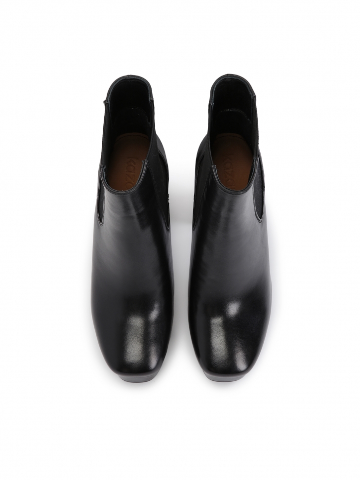 Skórzane botki na wysokim obcasie i platformie