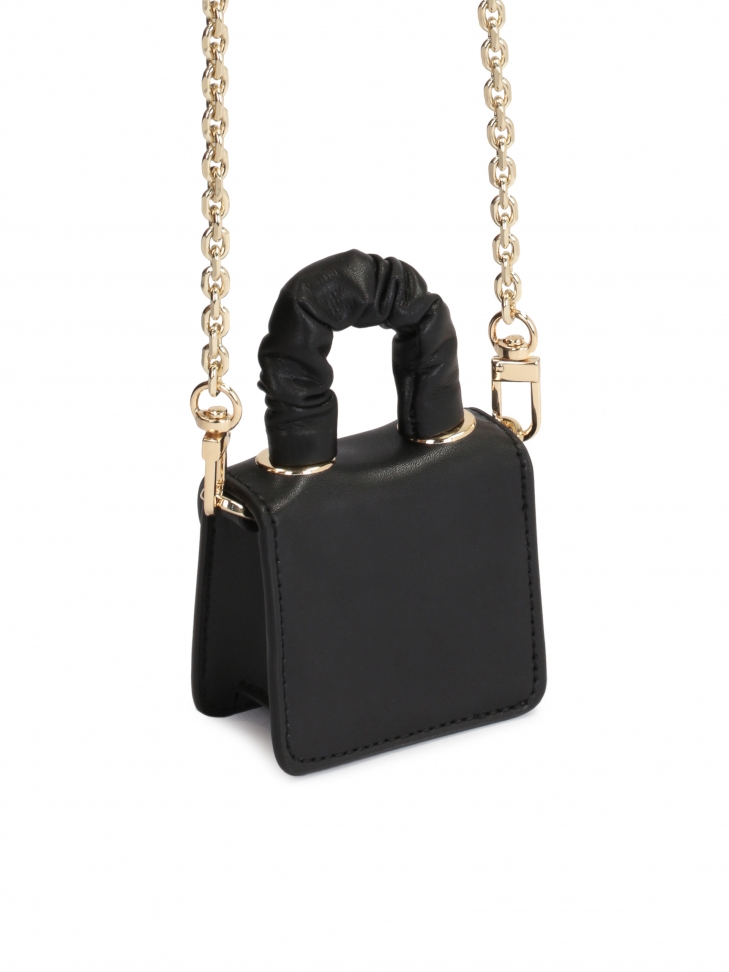 Czarna mini torebka z uchwytem i łańcuszkiem