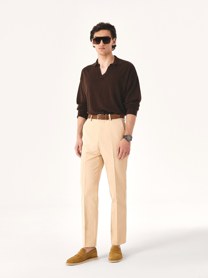 Jasnobrązowe zamszowe półbuty slip-on