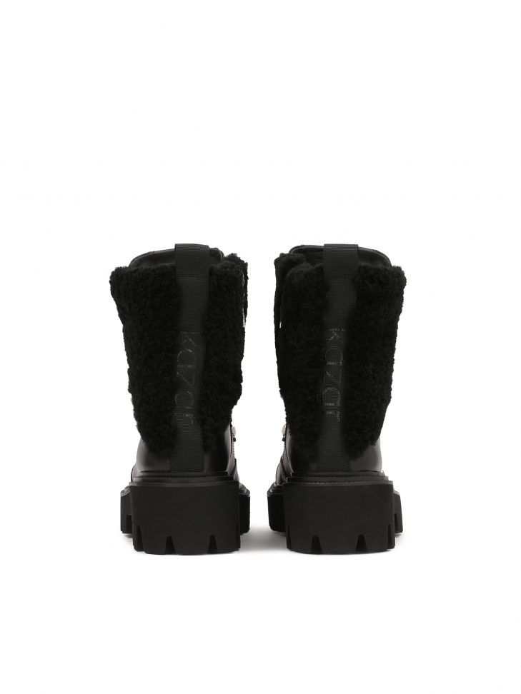 Awangardowe ocieplane trzewiki damskie z futerkiem