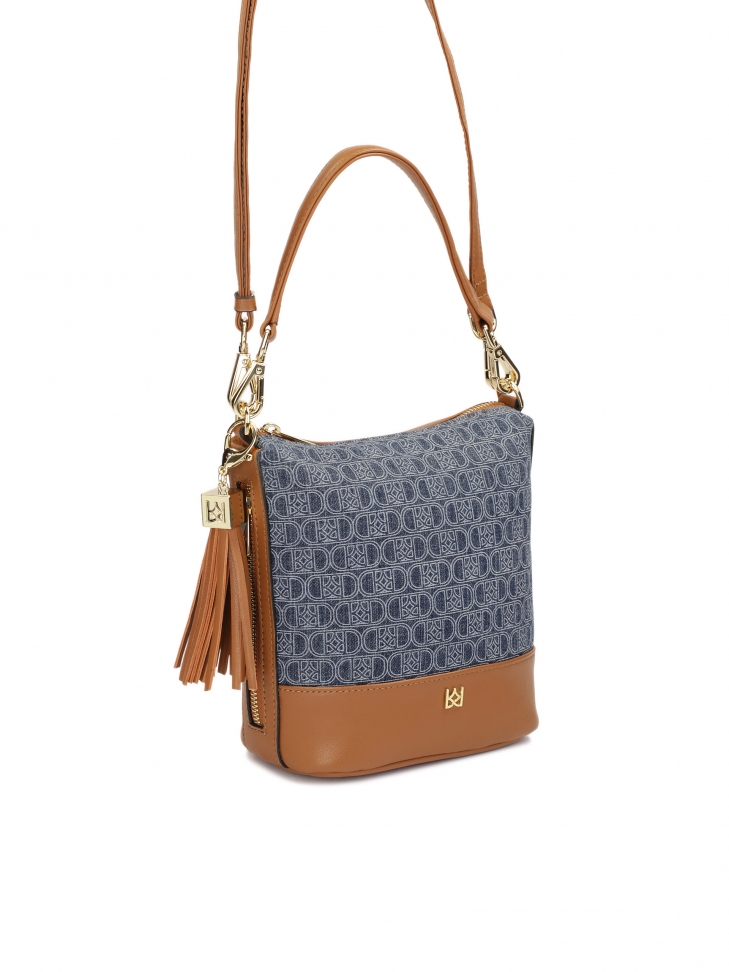 Praktyczna listonoszka ze skóry i tkaniny w monogramy KAZAR