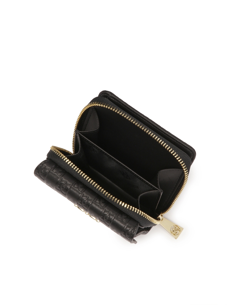 Mały portfel damski w tłoczone monogramy KAZAR