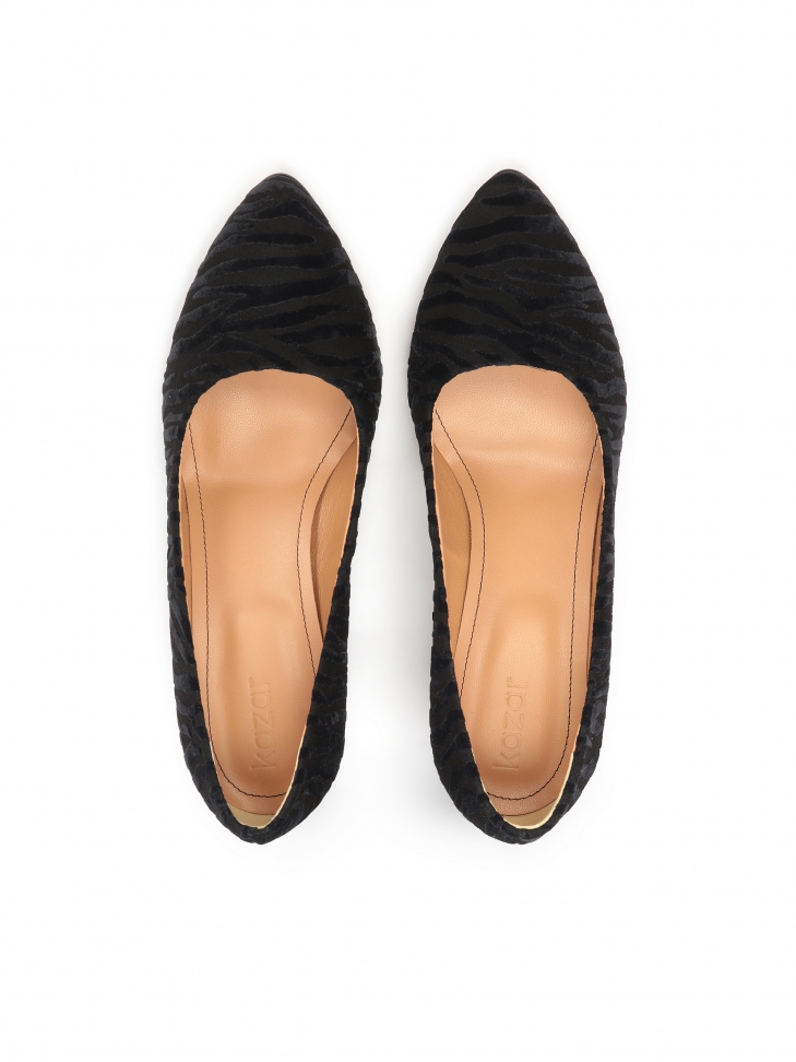 Czółenka na słupku z wzorzystego zmaszu