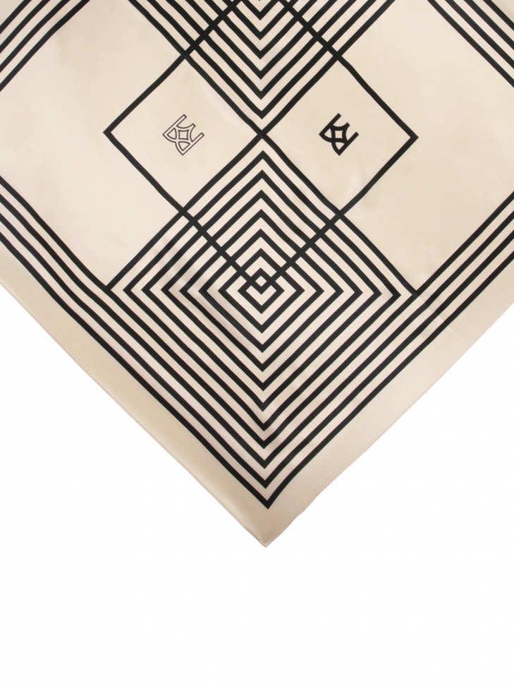 Kremowo-czarna apaszka damska