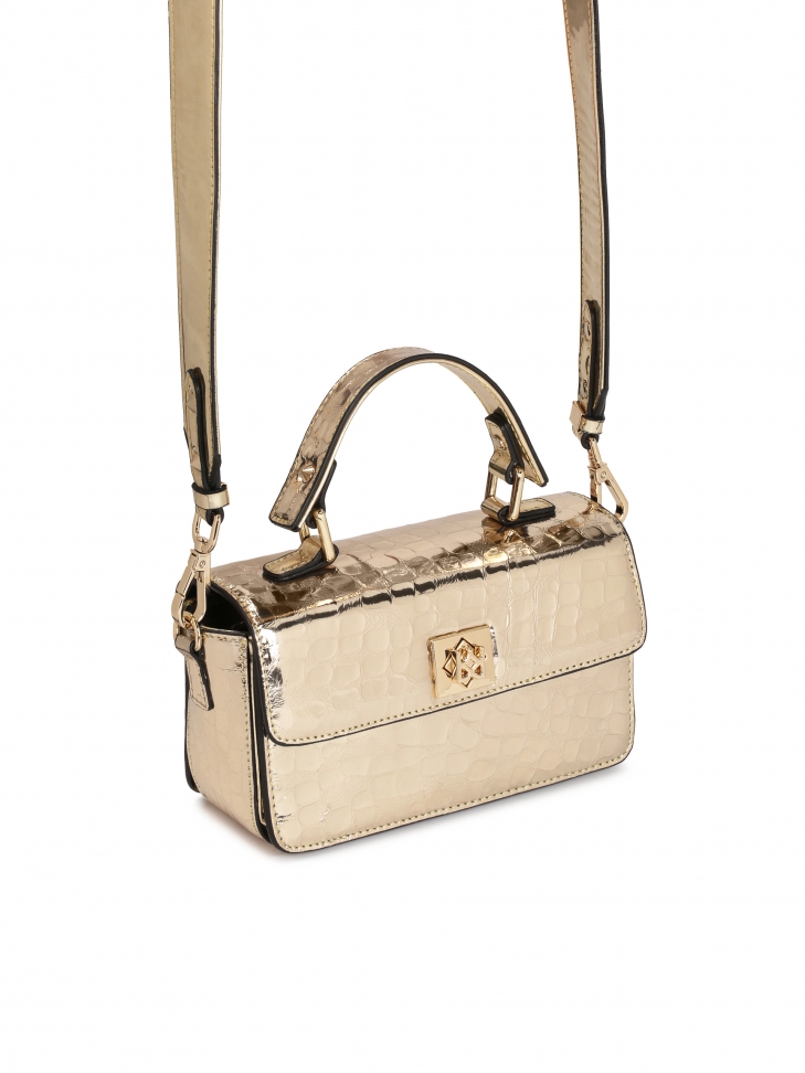 Mała usztywniana torebka do ręki i na ramię w otym kolorze