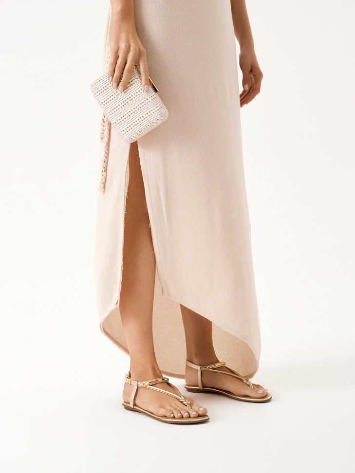 Skórzane płaskie sandały typu japonki