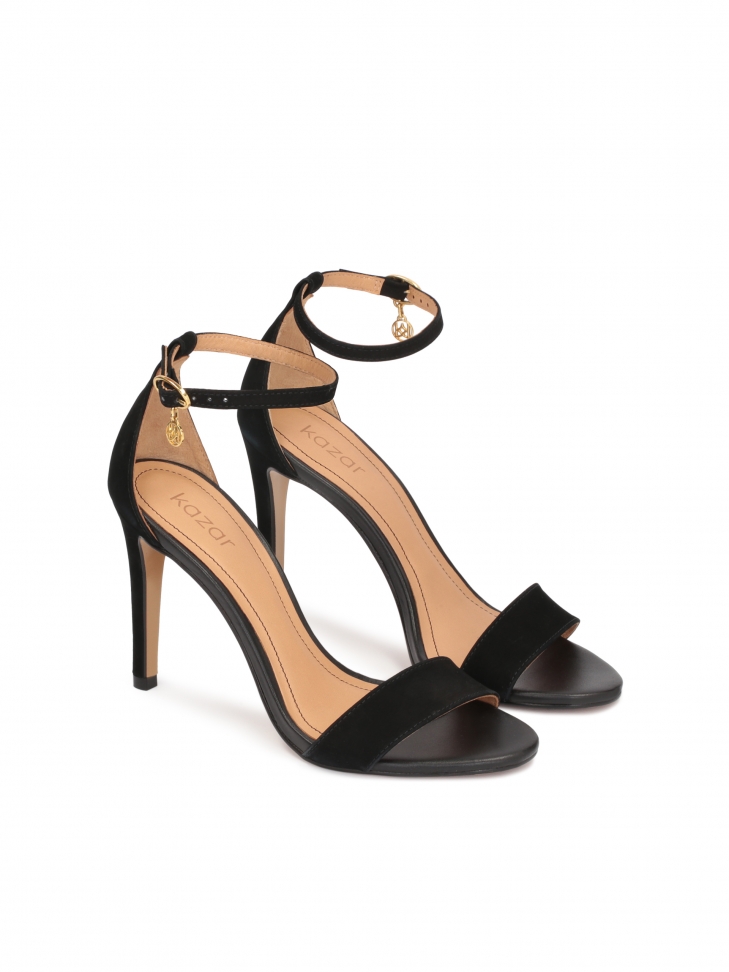 Czarne sandały damskie z nubuku