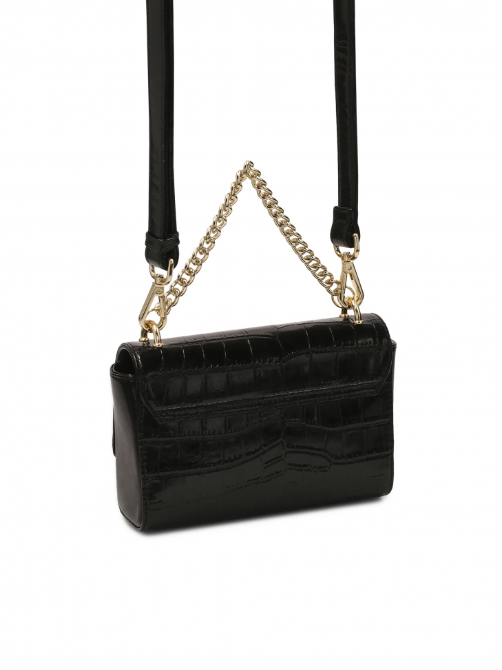 Uniwersalna czarna torebka z łańcuchem i paskiem