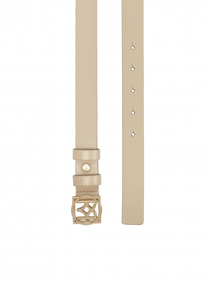 Skórzany jasny pasek z efektowną klamrą