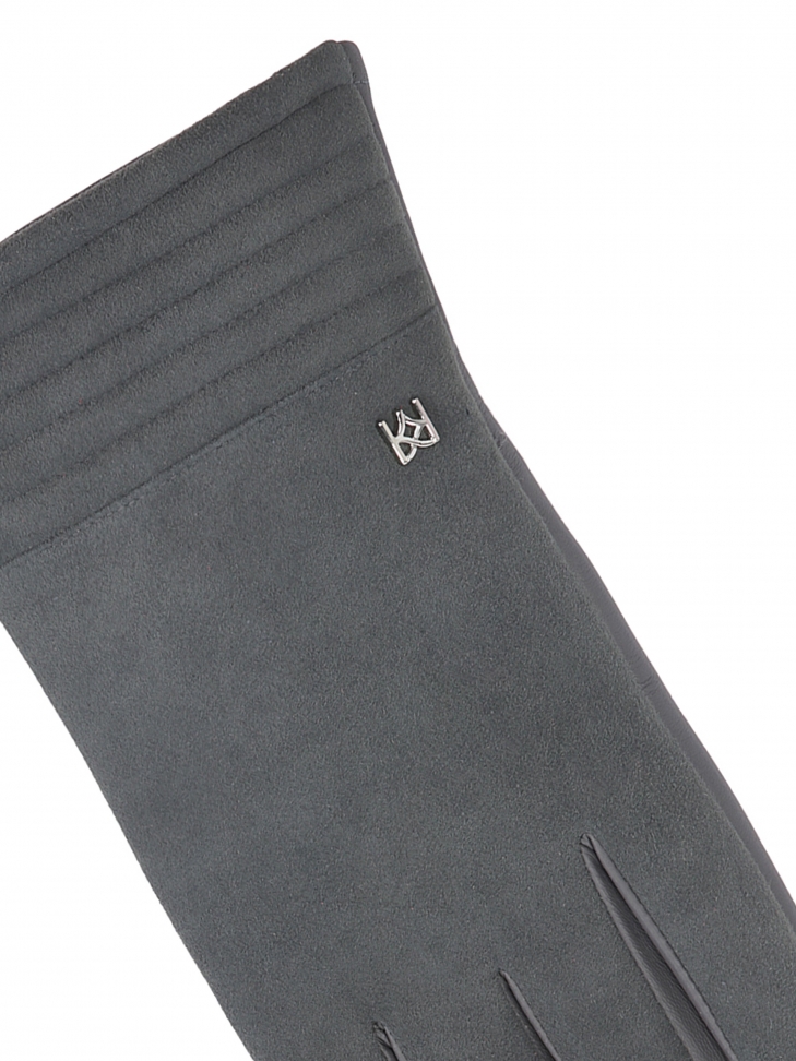 Damskie rękawiczki w szarym kolorze z łączonych materiałów