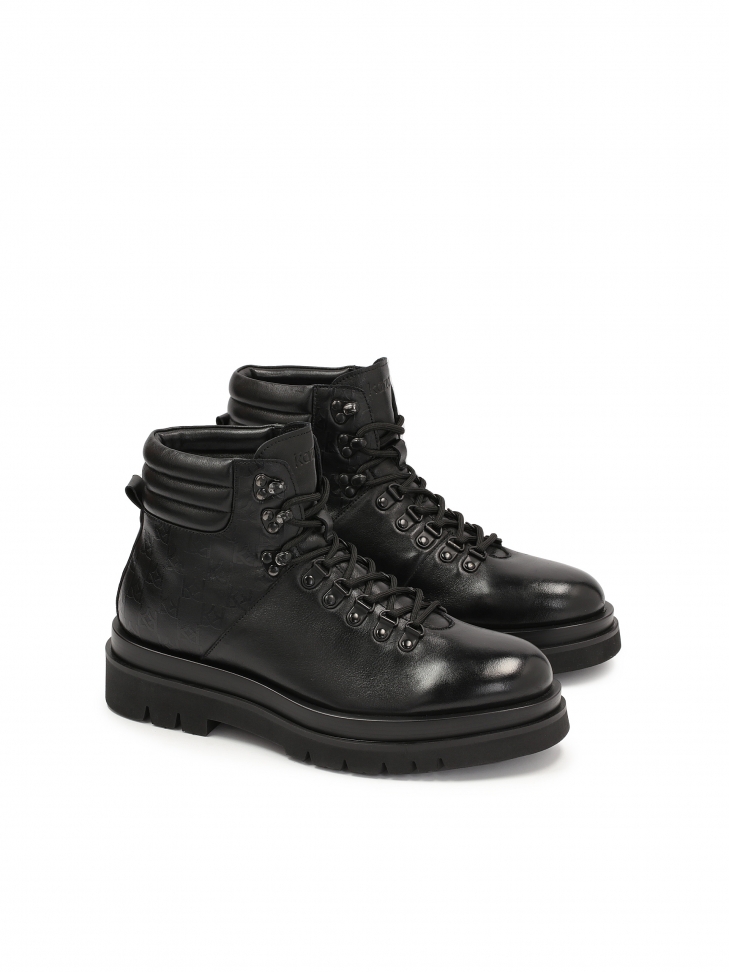 Ocieplane skórzane trzewiki męskie z logowaniem