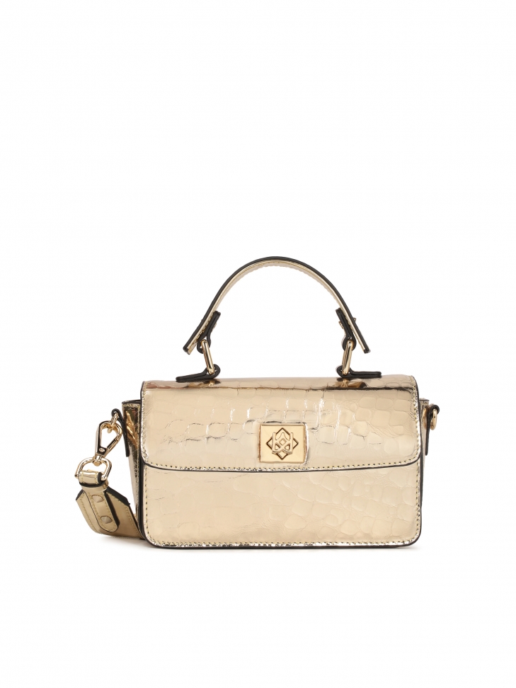 Mała usztywniana torebka do ręki i na ramię w otym kolorze