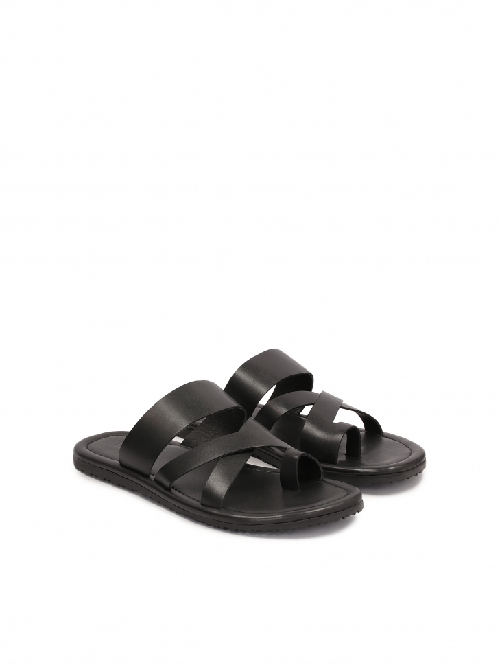 Skórzane czarne klapki męskie w miejskim stylu