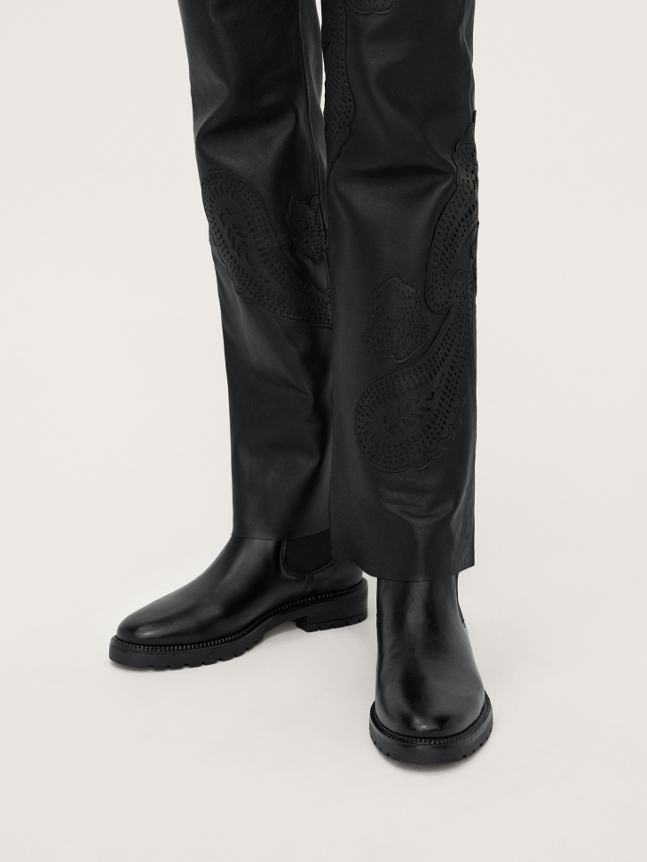 Czarne skórzane sztyblety damskie