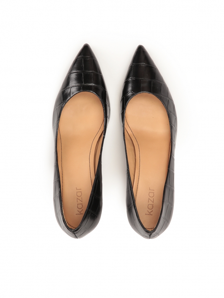 Skórzane czółenka na niskim obcasie