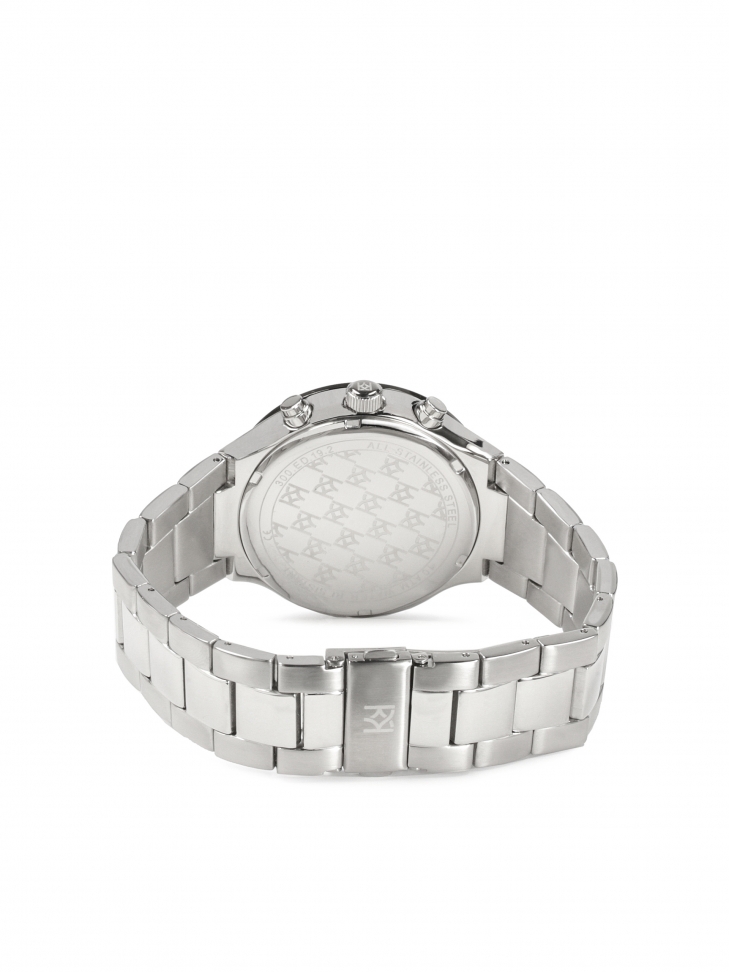 Zegarek ze srebrną bransoletą i czarną tarczą