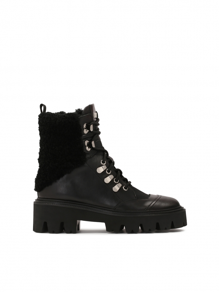 Awangardowe ocieplane trzewiki damskie z futerkiem