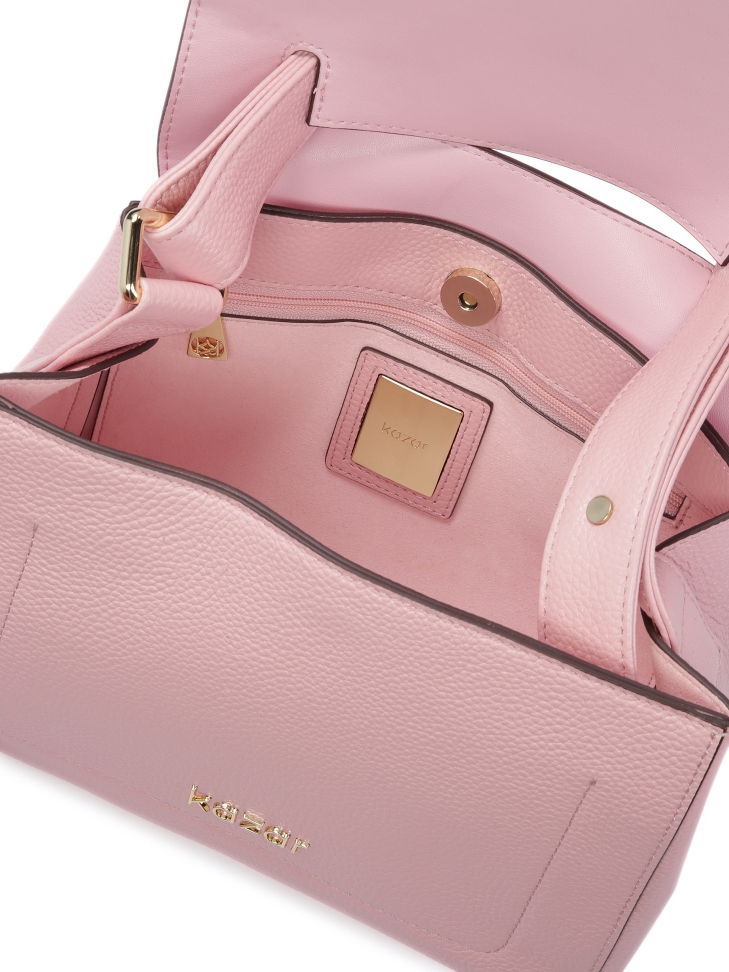 Unikatowa skórzana torebka w kolorze pastelowego różu