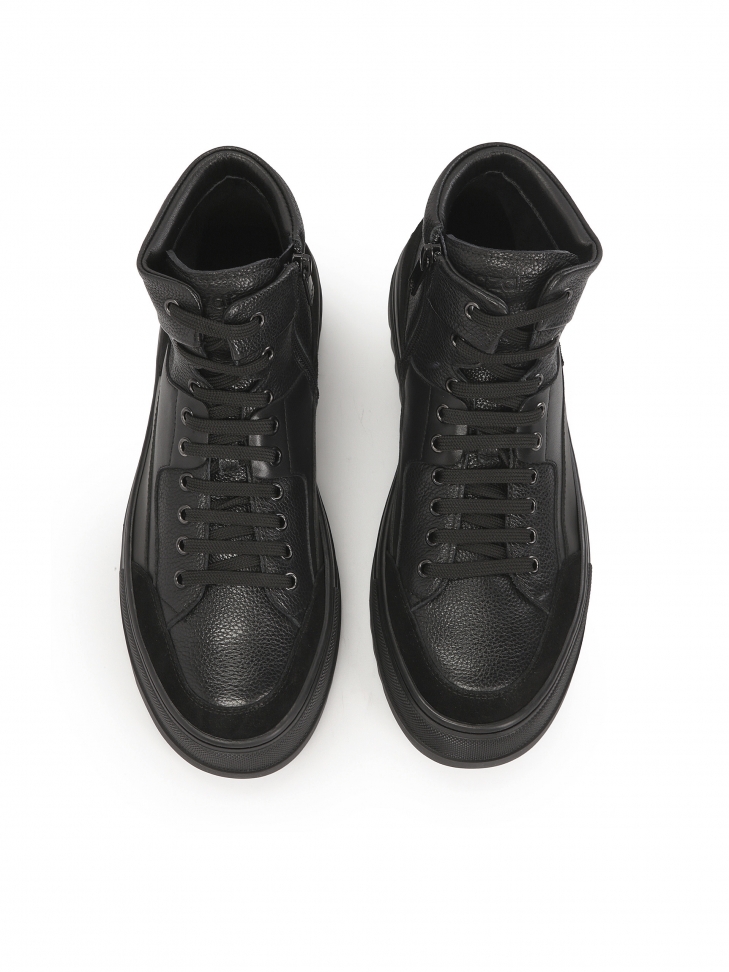 Ocieplane sneakersy z zamszu i gładkiej skóry