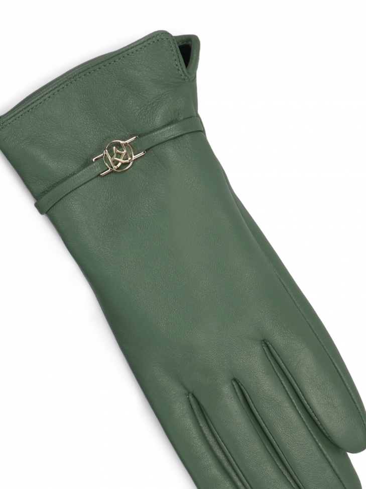 Skórzane damskie rękawiczki w kolorze zielonym
