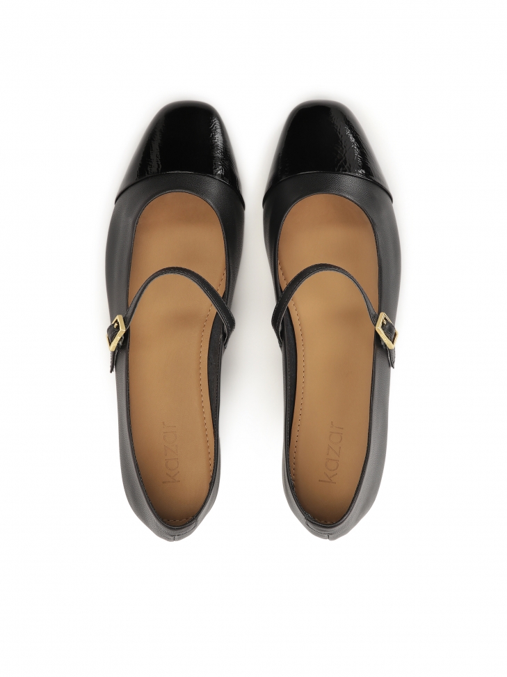 Czarne baleriny z lakierowanymi noskami