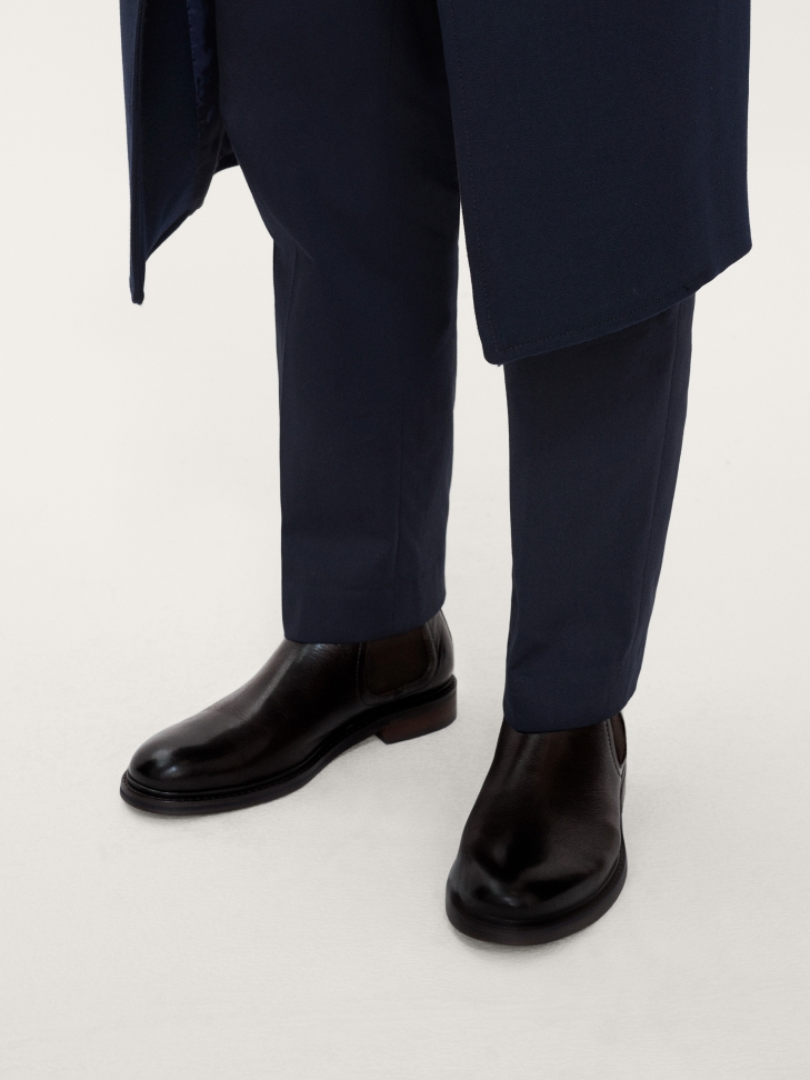 Brązowe klasyczne sztyblety męskie z licowej skóry