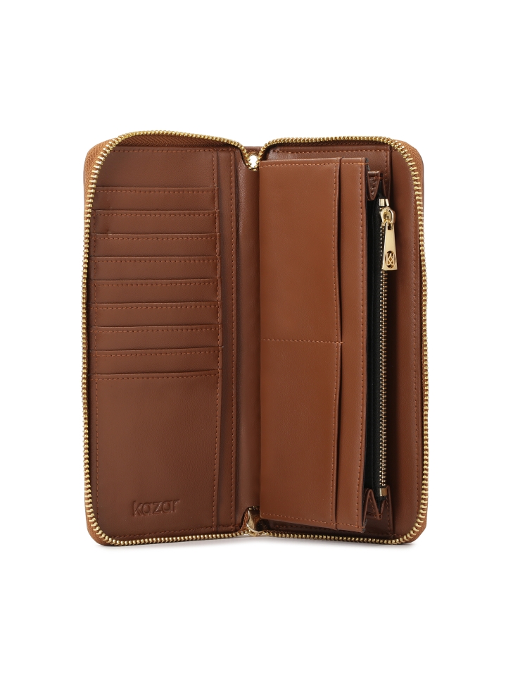 Podłużny zasuwany portfel z paskiem