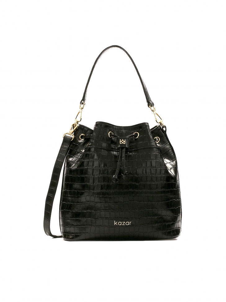 Torebka worek z tłoczonej skóry oko