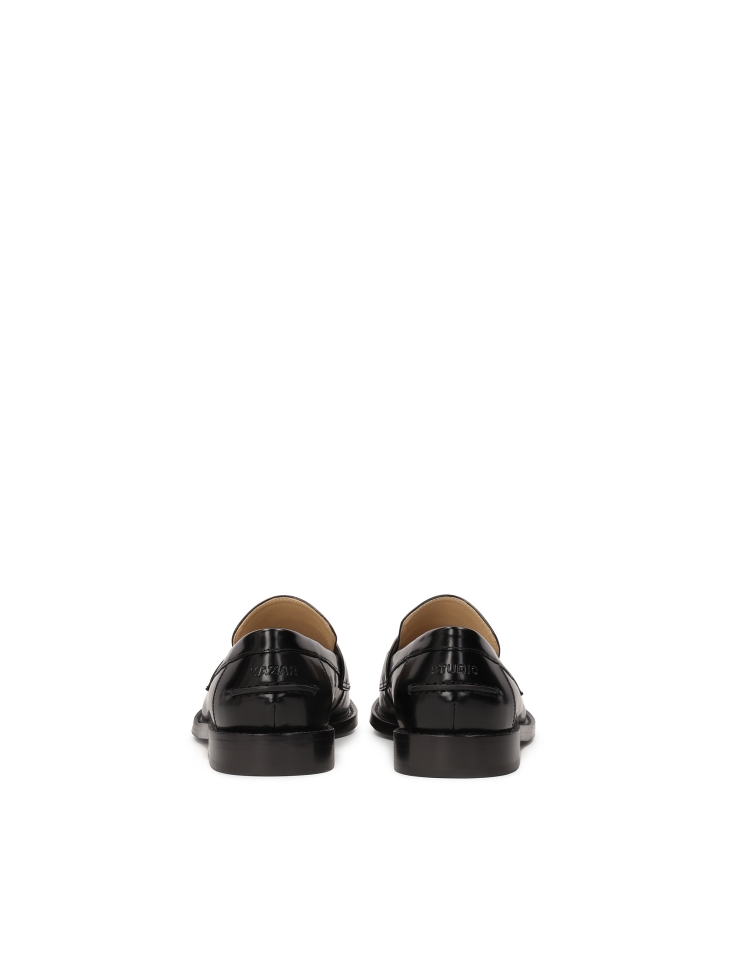 Czarne stylowe półbuty ze skóry licowej