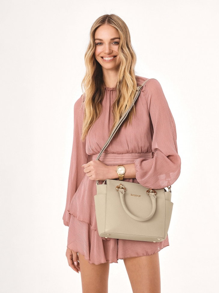 Jasnoszara torebka z rączkami