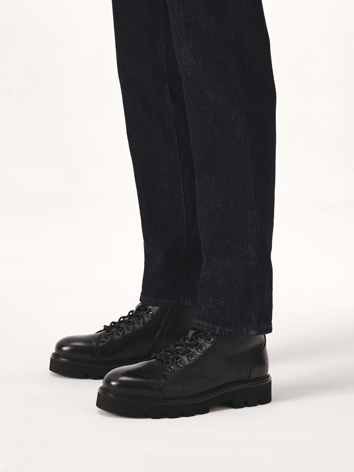 Uniwersalne czarne trzewiki męskie z ociepleniem