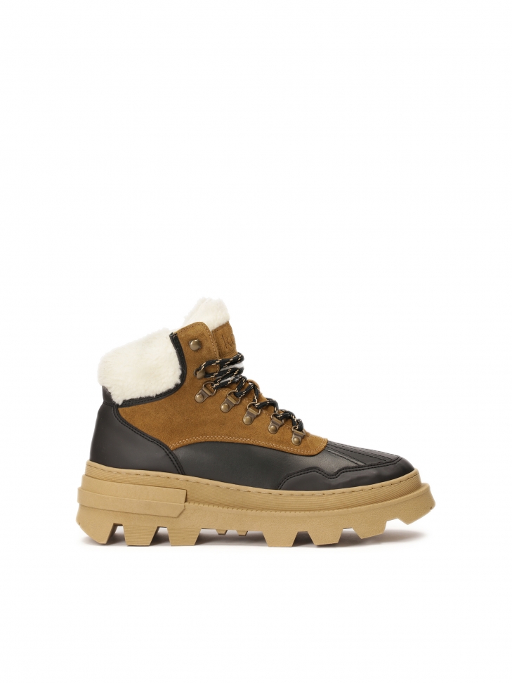 Brązowo-czarne trzewiki na grubej podeszwie