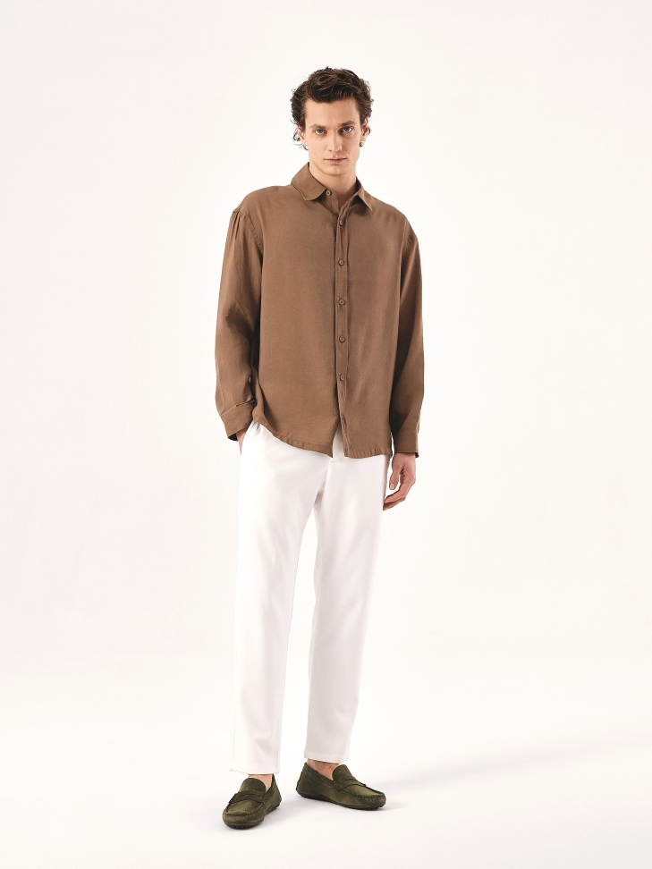 Wsuwane męskie mokasyny w kolorze khaki