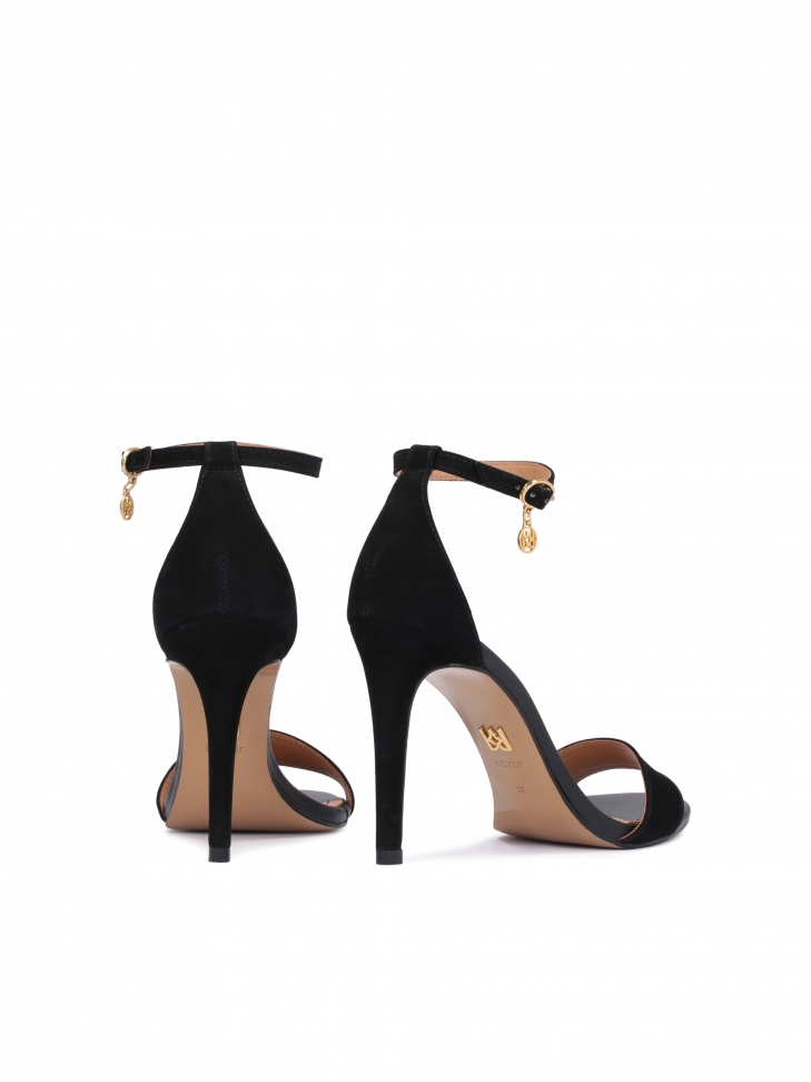 Czarne sandały damskie z nubuku