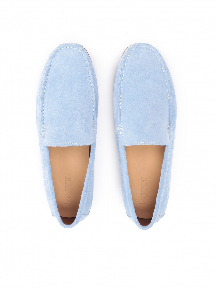 Wsuwane niebieskie mokasyny męskie z zamszu