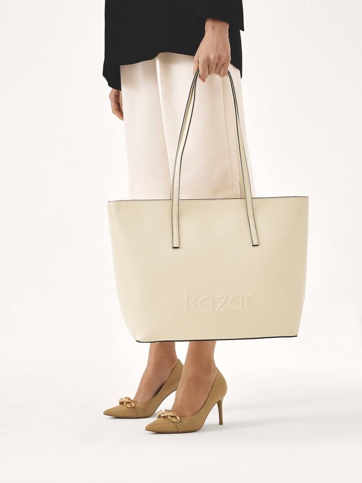 Beżowa duża torebka na ramię