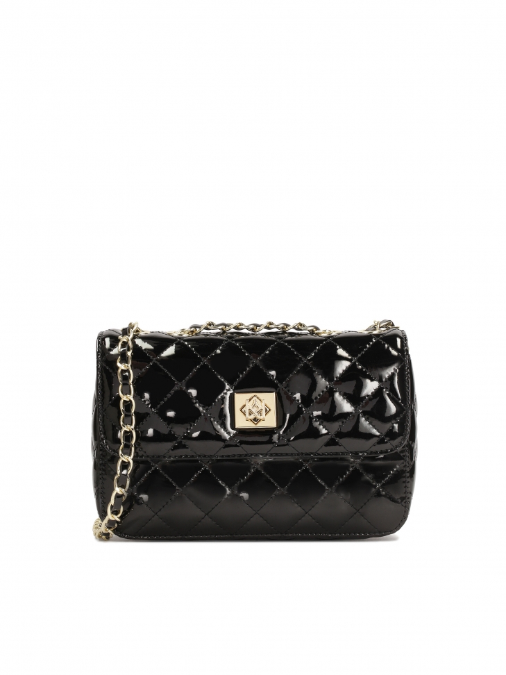 Lakierowana klasyczna torebka z łańcuchem