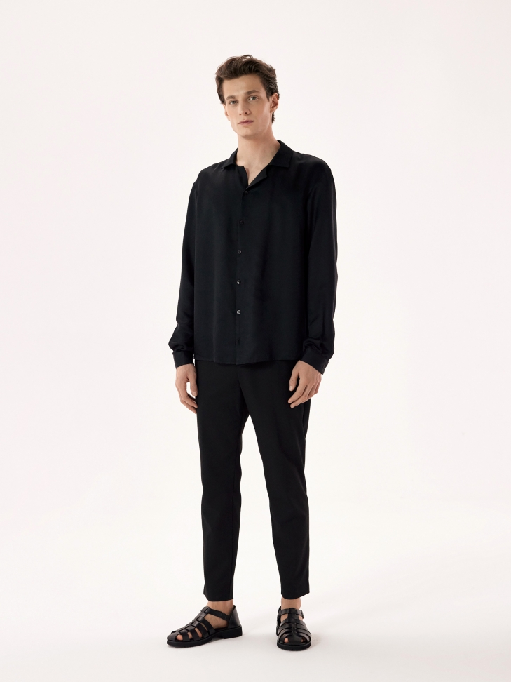 Czarne sandały męskie z zabudowaną piętą i noskiem