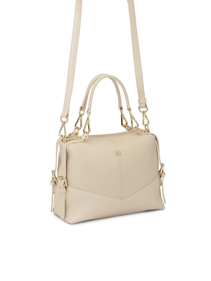 Skórzana jasna torebka z odpinanymi rączkami