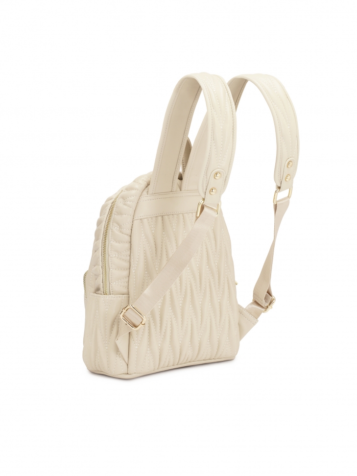 Pikowany plecak z jasnej skóry