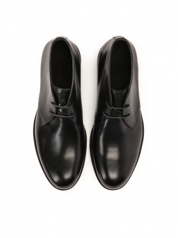 Czarne trzewiki męskie ze sznurowaniem