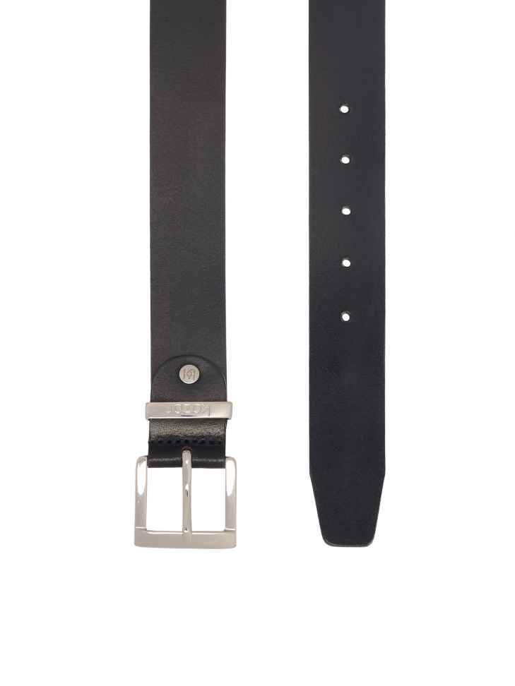 Minimalistyczny granatowy pasek ze srebrną klamrą