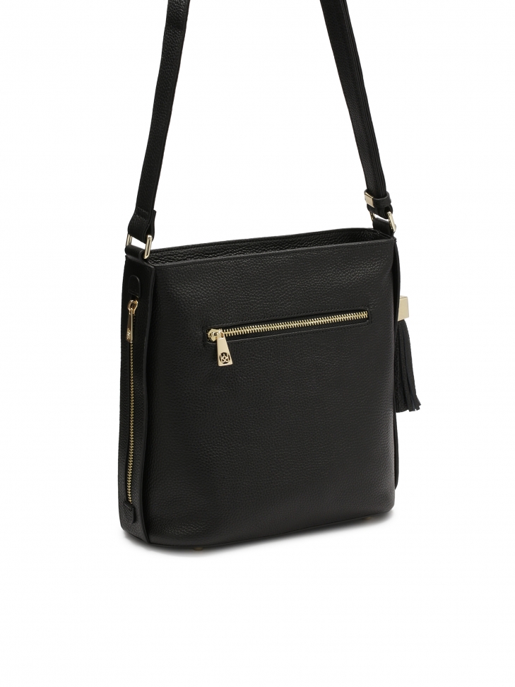 Czarna skórzana listonoszka z chwostem