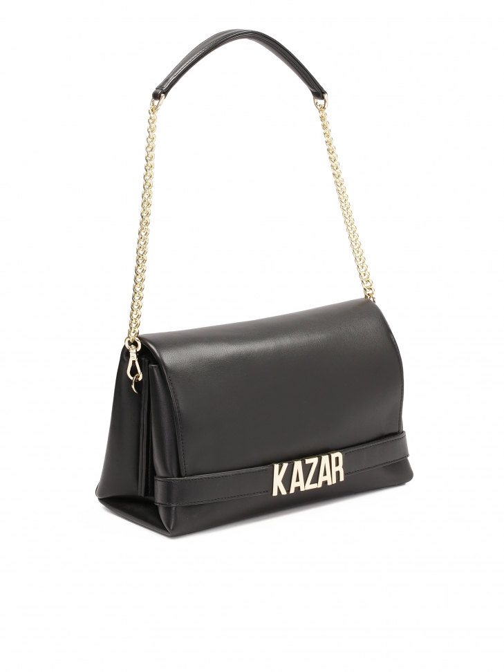 Czarna geometryczna torebka z metalowym logotypem